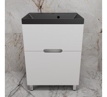 Тумба напольная Матис 60 с раковиной ASTI 60 антрацит, (2 ящика), Белый матовый
