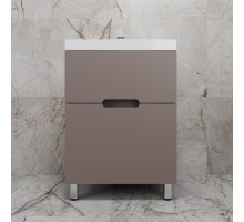Тумба напольная Матис 60 с раковиной ASTI 60 белый, (2 ящика), Тауп темный