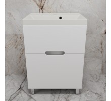 Тумба напольная Матис 60 с раковиной ASTI 60 жасмин, (2 ящика), Белый матовый