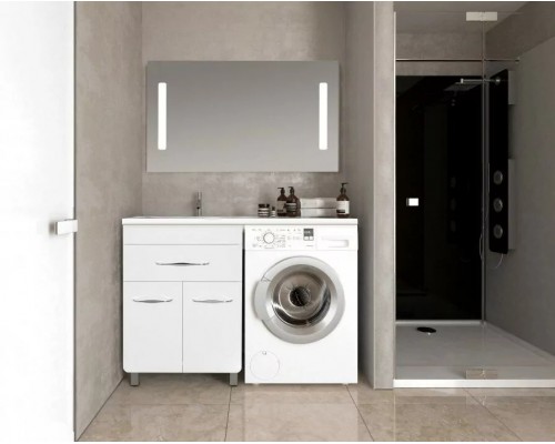 Тумба напольная Валеро 60 Люкс Plus с раковиной Даллас 120, левая, белая