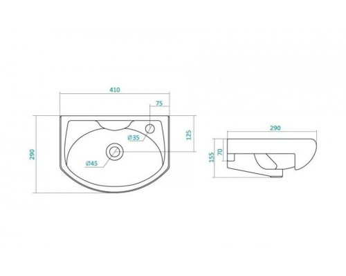 Тумба напольная Волна №2 40 с раковиной Азов 40, белая