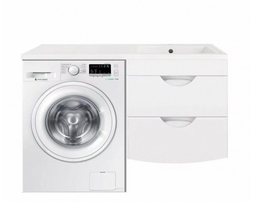 Тумба напольная Жасмин-2 60 Люкс Plus с раковиной Даллас 120 Люкс R под стиральную машину, белая