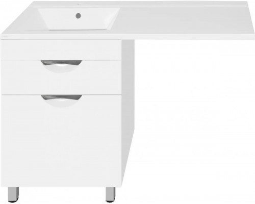 Тумба напольная Жасмин 60 с раковиной 120 Даллас Люкс PLUS L под стиральную машину, с корзиной, белая