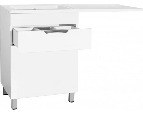 Тумба напольная Жасмин 60 с раковиной 120 Даллас Люкс PLUS L под стиральную машину, с корзиной, белая