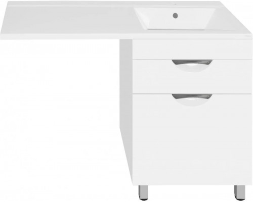 Тумба напольная Жасмин 60 с раковиной 120 Даллас Люкс PLUS L под стиральную машину, с корзиной, белая