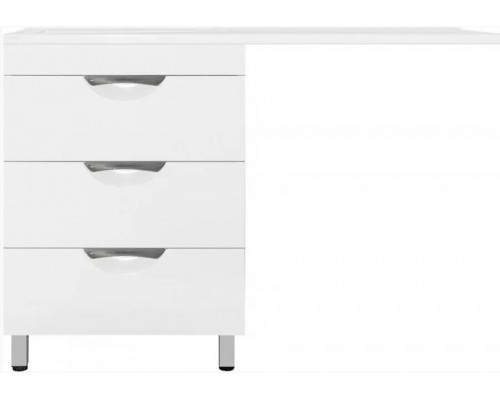 Тумба напольная Жасмин 60 с раковиной 120 Даллас Люкс PLUS L под стиральную машину, три ящика, белая