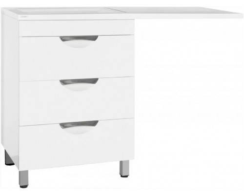 Тумба напольная Жасмин 60 с раковиной 120 Даллас Люкс PLUS L под стиральную машину, три ящика, белая
