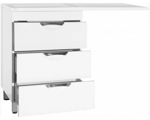 Тумба напольная Жасмин 60 с раковиной 120 Даллас Люкс PLUS L под стиральную машину, три ящика, белая