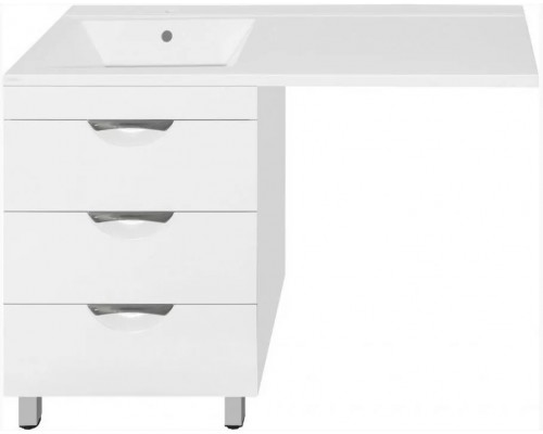 Тумба напольная Жасмин 60 с раковиной 120 Даллас Люкс PLUS L под стиральную машину, три ящика, белая