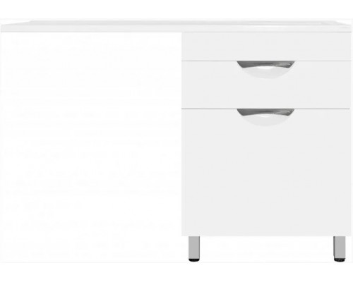 Тумба напольная Жасмин 60 с раковиной 120 Даллас Люкс PLUS R под стиральную машину, с корзиной, белая