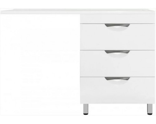 Тумба напольная Жасмин 60 с раковиной 120 Даллас Люкс PLUS R под стиральную машину, три ящика, белая