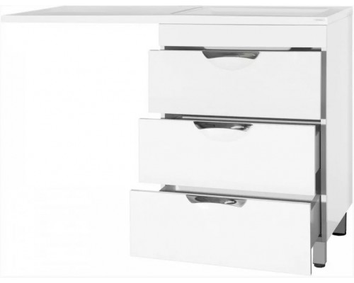 Тумба напольная Жасмин 60 с раковиной 120 Даллас Люкс PLUS R под стиральную машину, три ящика, белая
