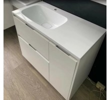 Тумба напольная Барселона 90 L с раковиной Барселона 90, с корзиной, белая