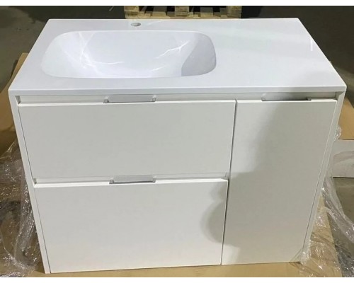 Тумба напольная Барселона 90 L с раковиной Барселона 90, с корзиной, белая
