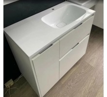 Тумба напольная Барселона 90 R с раковиной Барселона 90, с корзиной, белая
