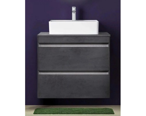 Тумба подвесная Атлантика 60 со столешницей, бетон темный