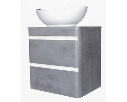 Тумба подвесная Атлантика 60 со столешницей, бетон темный