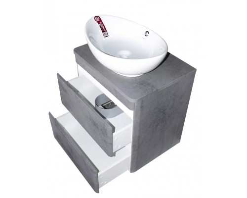 Тумба подвесная Атлантика 60 со столешницей, бетон темный