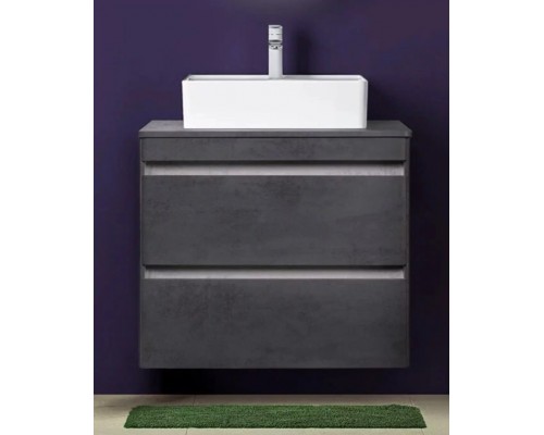 Тумба подвесная Атлантика 70 со столешницей, бетон темный