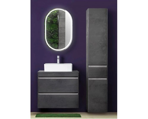 Тумба подвесная Атлантика 70 со столешницей, бетон темный