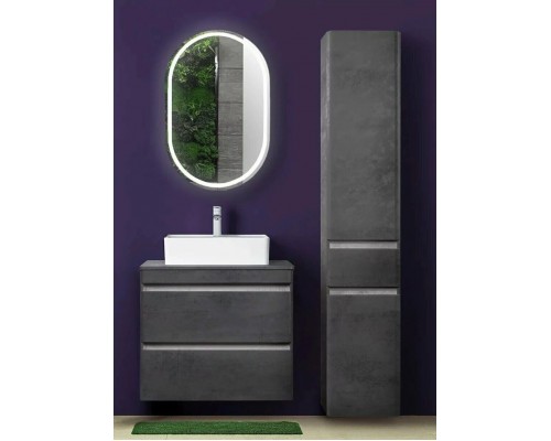 Тумба подвесная Атлантика 80 с раковиной Crea 50 Square, бетон темный