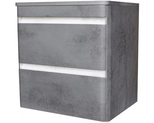 Тумба подвесная Атлантика 80 с раковиной Crea 50 Square, бетон темный