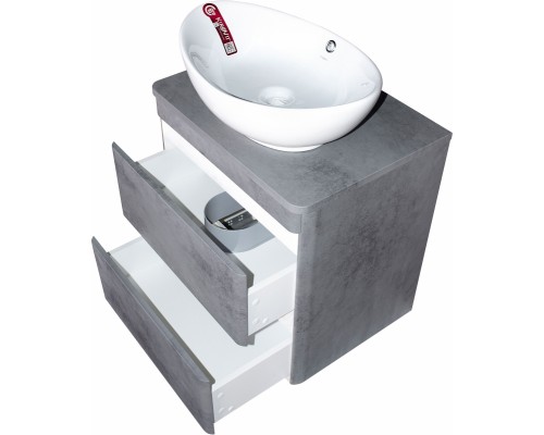 Тумба подвесная Атлантика 80 со столешницей, бетон темный