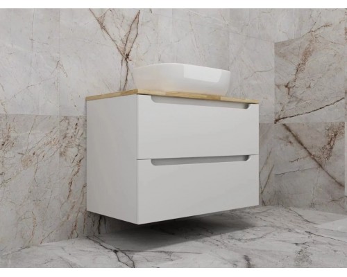 Тумба подвесная Бали 80 со столешницей, белый софт