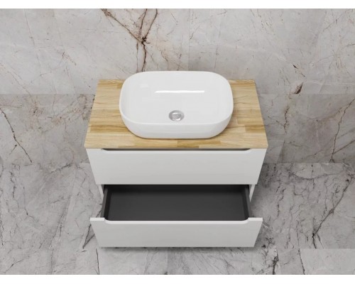 Тумба подвесная Бали 80 со столешницей, белый софт