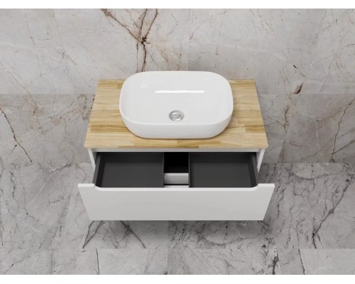 Тумба подвесная Бали 80 со столешницей, белый софт