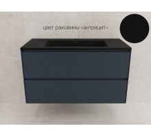 Тумба подвесная Лима 100 эмаль, с раковиной LINE 100 антрацит, графит