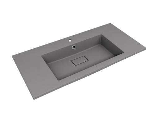 Тумба подвесная Лима 100 эмаль, с раковиной LINE 100 серый шелк, белый матовый