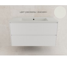 Тумба подвесная Лима 100 эмаль, с раковиной LINE 100 жасмин, белый матовый