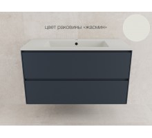 Тумба подвесная Лима 100 эмаль, с раковиной LINE 100 жасмин, графит