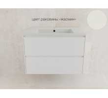 Тумба подвесная Лима 80 эмаль, с раковиной LINE 80 жасмин, белый матовый