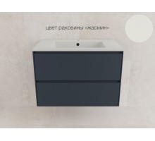 Тумба подвесная Лима 80 эмаль, с раковиной LINE 80 жасмин, графит