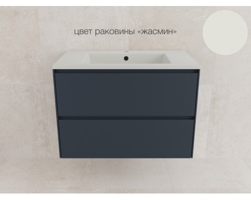 Тумба подвесная Лима 80 эмаль, с раковиной LINE 80 жасмин, графит
