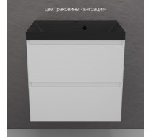 Тумба подвесная Манхэттен 60 Эмаль, с раковиной Asti 60 кварц/антрацит, белый матовый