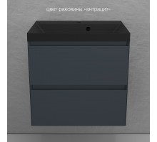 Тумба подвесная Манхэттен 60 Эмаль, с раковиной Asti 60 кварц/антрацит, графит