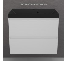 Тумба подвесная Манхэттен 70 Эмаль, с раковиной Asti 70 кварц/антрацит, белый матовый