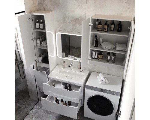 Тумба подвесная Марелла 70 с раковиной Марелла Люкс 70, белый глянец