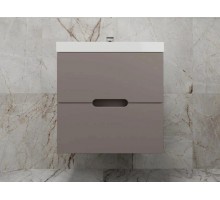 Тумба подвесная Матис 60 с раковиной ASTI 60 белый (2 ящика), тауп темный