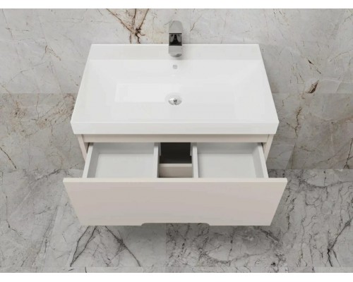 Тумба подвесная Матис 70 с раковиной Classic 70, крем