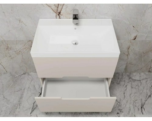 Тумба подвесная Матис 70 с раковиной Classic 70, крем