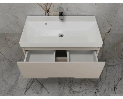 Тумба подвесная Матис 80 с раковиной Classic 80, крем
