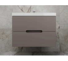 Тумба подвесная Матис 80 с раковиной Classic 80, тауп темный