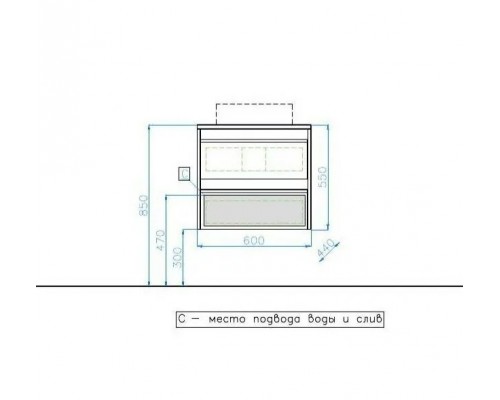 Тумба подвесная Монако 60 Plus со столешницей, ориноко/бел лакобель