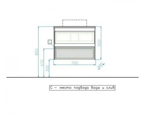 Тумба подвесная Монако 70 Plus со столешницей, ориноко/бел лакобель