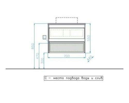Тумба подвесная Монако 70 Plus со столешницей, осина бел/бел лакобель