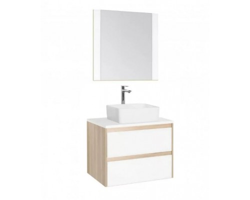 Тумба подвесная Монако 80 Plus со столешницей, ориноко/бел лакобель